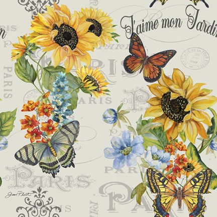 Framed Jaime mon Jardin - White Print