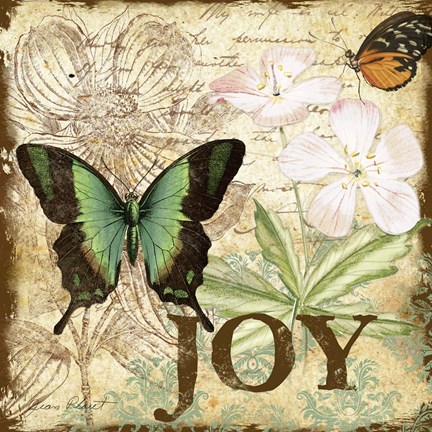 Framed Inspirational Butterflies - Joy Print
