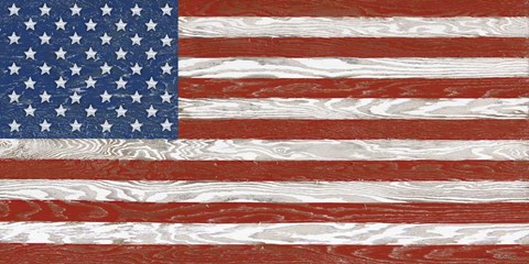Framed Old Glory On Wood-A Print