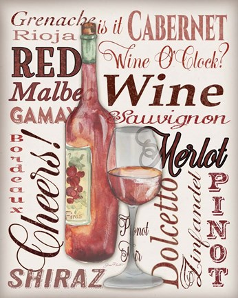Framed Red Wine - White Print