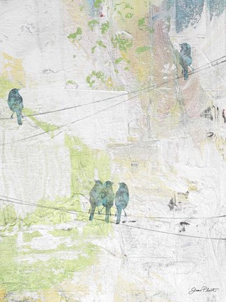 Framed Blue Birds On Wires Print