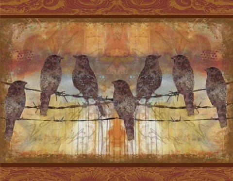 Framed Crimson Birds Print