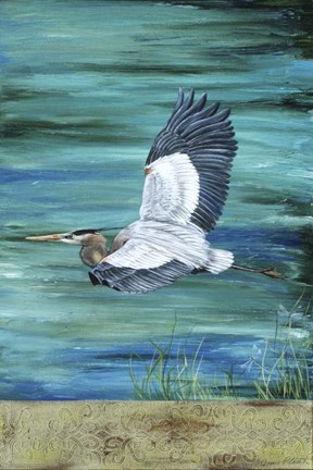 Framed Great Blue - Heron - 3 Print