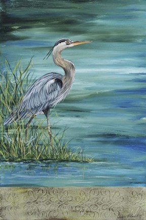 Framed Great Blue - Heron - 2 Print