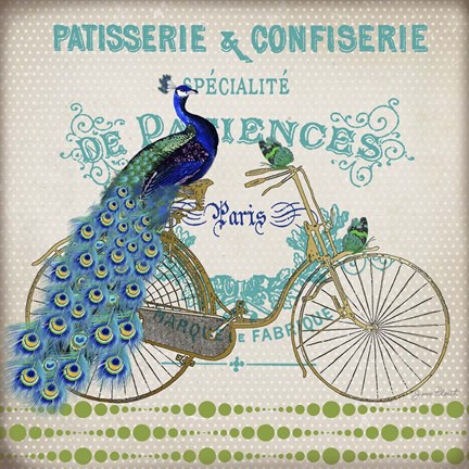Framed Peacock On Bicylce - E Print