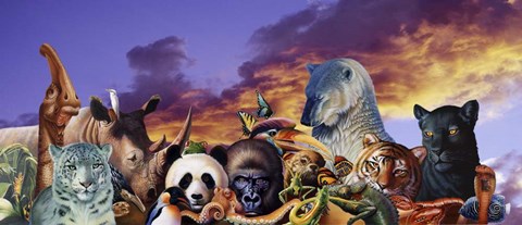 Framed Animal Collage 3 Print