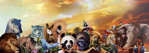 Framed Animal Collage 5 Print