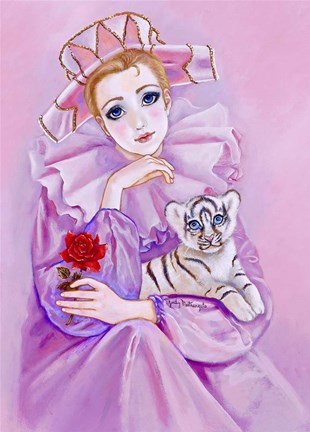 Framed Harlequin And Baby Tiger Print