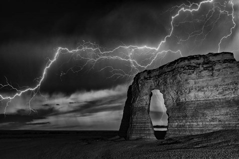 Framed BW Lightning at MR Print
