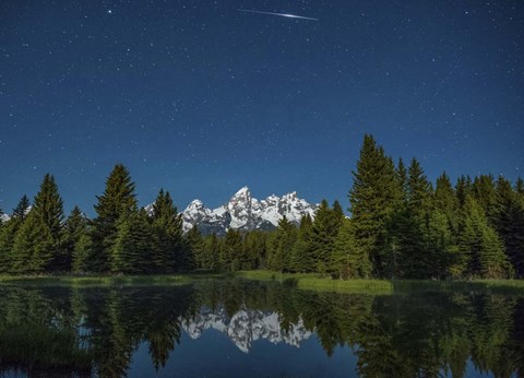 Framed Iridium Flare over Grand Teton Print