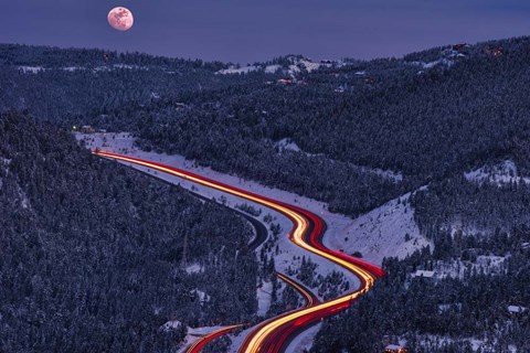 Framed Moonlight on the Mountains Print