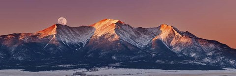 Framed Mount Princeton Moonset at Sunrise Print