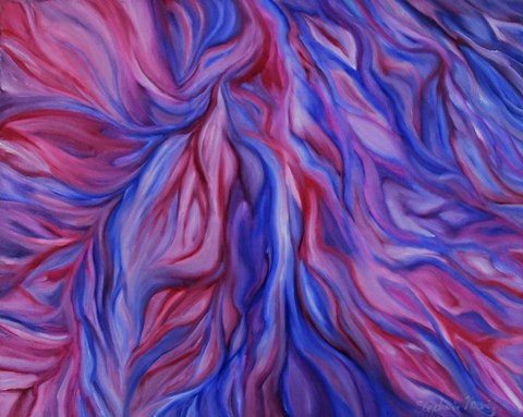 Framed Pink And Blue Flower Abstract Print