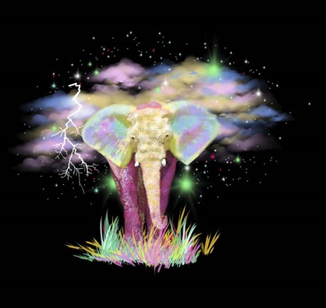 Framed Gold Elephant 1 Print