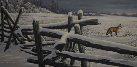 Framed Split Rail And Fox Print