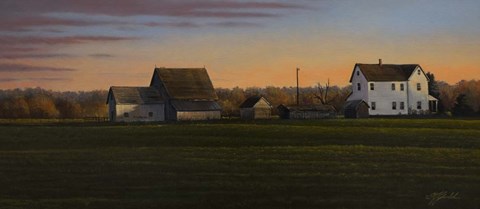 Framed Sunset On A Family Farm Print