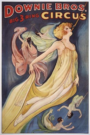Framed Downie Bros. Big 3 Ring Circus Print