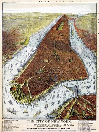 Framed Manhattan 1879 Print