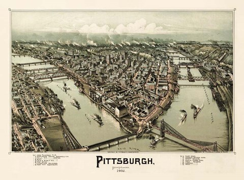 Framed Pittsburgh Pennsylvania 1902 Print