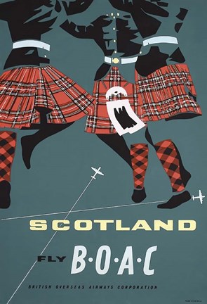 Framed Scotland Fly BOAC Print