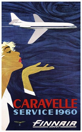Framed Caravelle Service 1960 Finnair Print