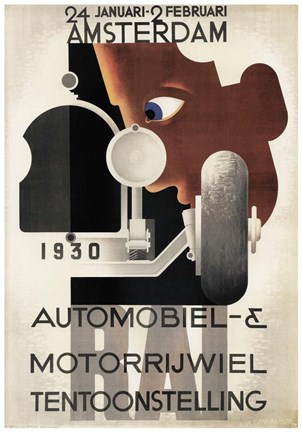 Framed Amsterdam 1930 Automobiel Print