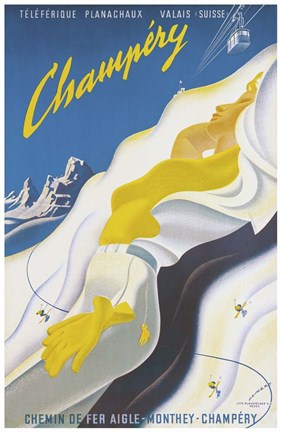 Framed Teleferique Valais Suisse Print