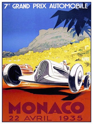 Framed Prix Automobile Monaco 1935 Print