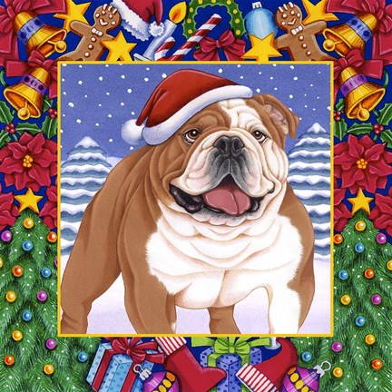 Framed Christmas Bulldog Print