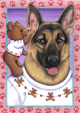 Framed Shepherd Teddybear Print