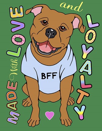 Framed Pitbull Graphic Style Print