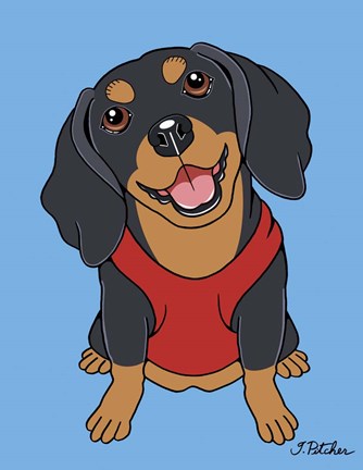 Framed Dachshund Black Tan Print