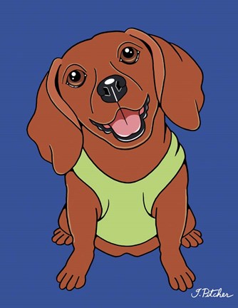 Framed Dachshund Red Print