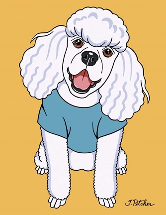 Framed Poodle White Print