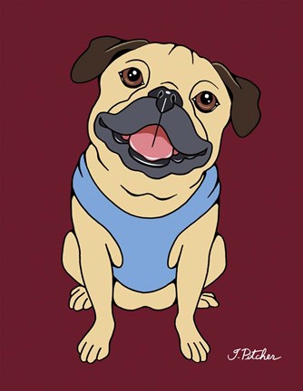 Framed Pug Fawn Print