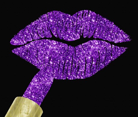 Framed Purple Glitter Lipstick Print