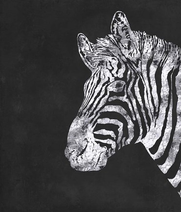 Framed Silver Zebra Print