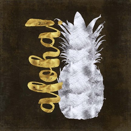 Framed Aloha Silver &amp; Gold I Print