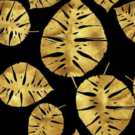 Framed Tropiques dores Noir Print