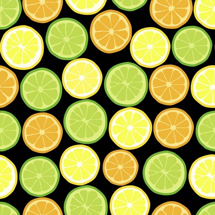 Framed Citrus on Black Print