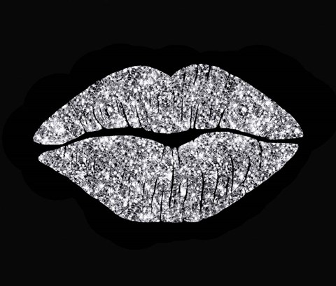 Framed Silver Glitter Kiss Print