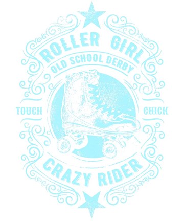 Framed Roller Girl Aqua Tee Print
