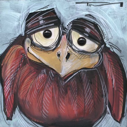 Framed Square Bird 1b Print