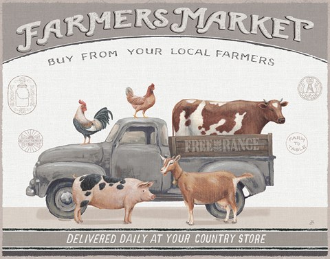 Framed Vintage Farm I v2 Print