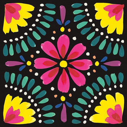 Framed Floral Fiesta Tile X Print