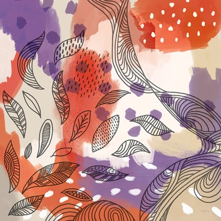 Framed Bright Life III Red Yellow Line Crop Print