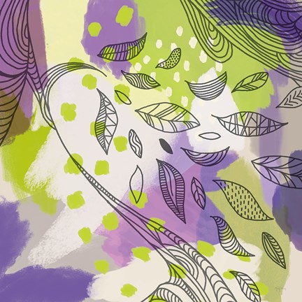 Framed Bright Life II Purple Yellow Line Crop Print