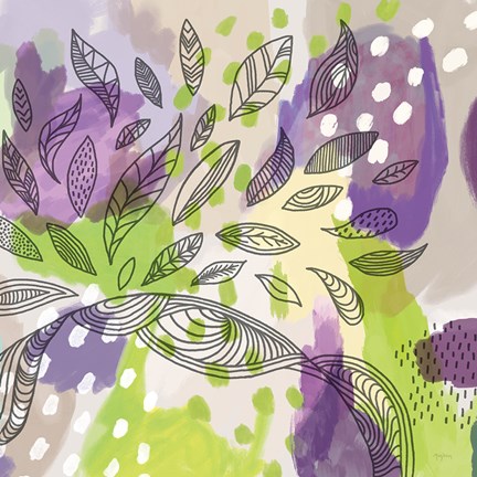 Framed Bright Life I Purple Yellow Line Crop Print