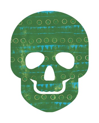 Framed Green Skull Print