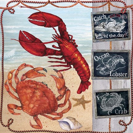 Framed Beach Scene Blackboards Print